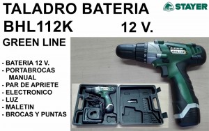 TALADRO BATERIA 12 V. BHL112K STAYER