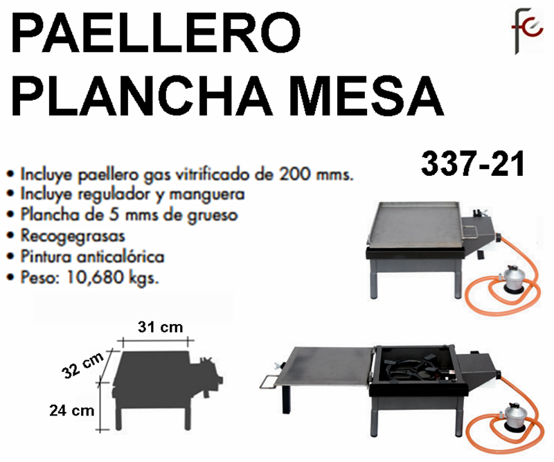 PLANCHA PAELLERO GAS SOBRE MESA